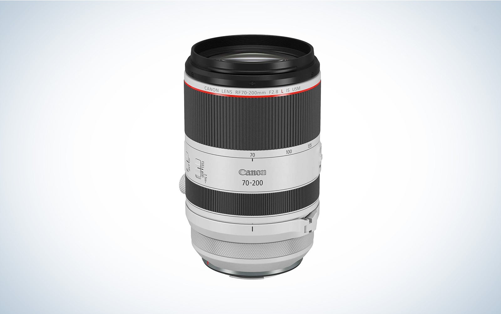 The Canon Canon RF 70-200mm F2.8 L IS USM Lens on a white background