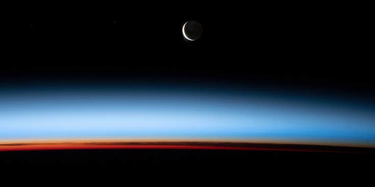 This stunning crescent moon was captured by astronauts aboard the ISS with a Nikon D5 This stunning crescent moon was captured by astronauts aboard the ISS with a Nikon D5