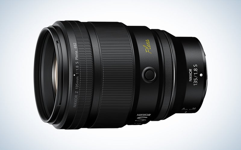 Nikon NIKKOR Z 135mm f/1.8 S Plena lens against a white background