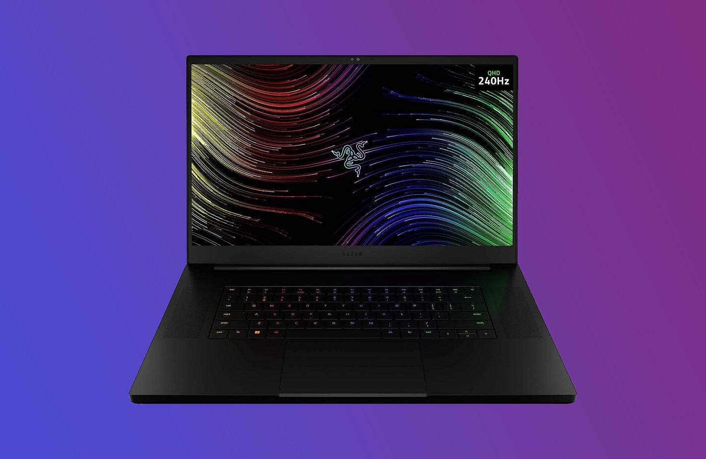 Razer laptop against a blue purple background