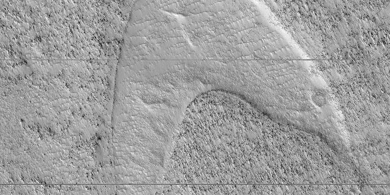 Redshirts on the red planet: Mars is sporting a giant Star Trek insignia Redshirts on the red planet: Mars is sporting a giant Star Trek insignia