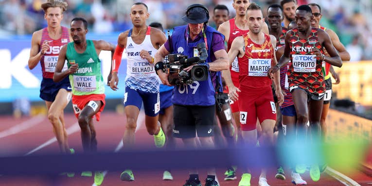 Clueless cameraman creates comedy, calamity during championship track & field event Clueless cameraman creates comedy, calamity during championship track & field event