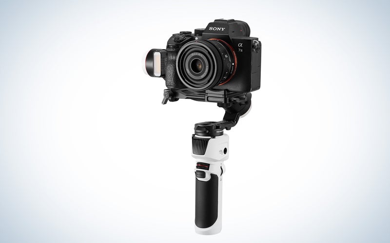 Zhiyun Crane-M 3S gimbal with a Sony mirrorless camera mounted on it